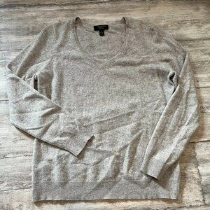 Charter Club Luxury 100% Cashmere V-Neck Sweater, Light Gray, Large